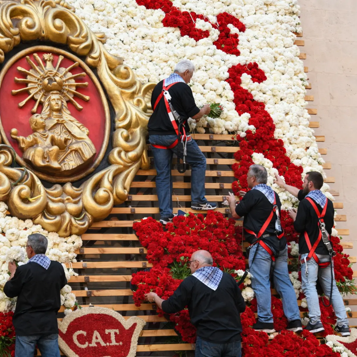 ofrenda flores Alicante acto oficial con moño alicantina siglo XVIII peinado perfecto